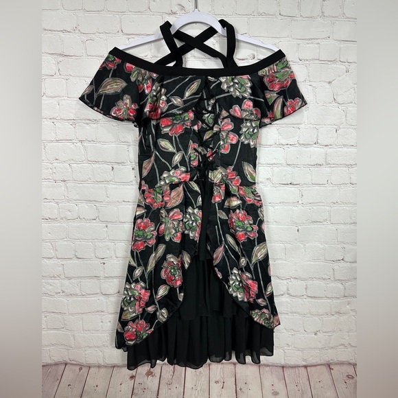 Aporia.As sleeveless‎ witchy fairy floral print satin dress, sz XS, GUC - Picture 4 of 5